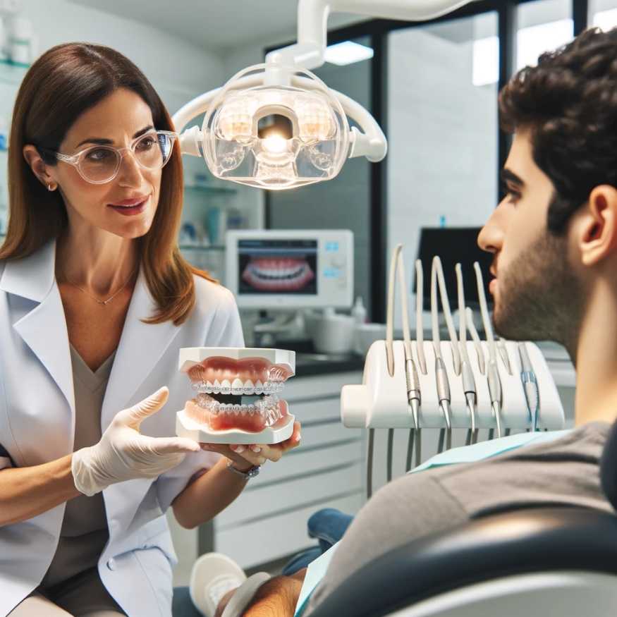 מטופל במרפאת שיניים לפני יישור שיניים